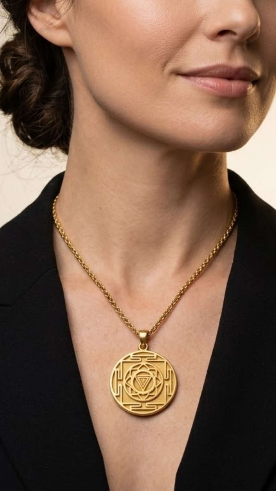 Kali Yantra Large Necklace | Handmade in 18K Gold | Transformation & Courage