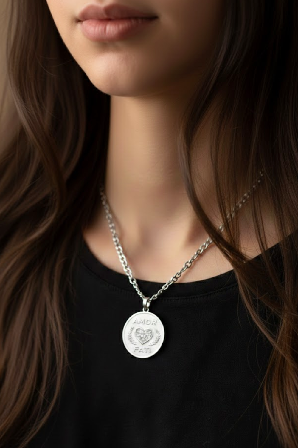 Amor Fati Necklace Small (1.8 cm) | A Handmade Symbol of Acceptance, Wisdom & Destiny | Handmade in 925 Sterling Silver, 24K Gold Plated, Bronze