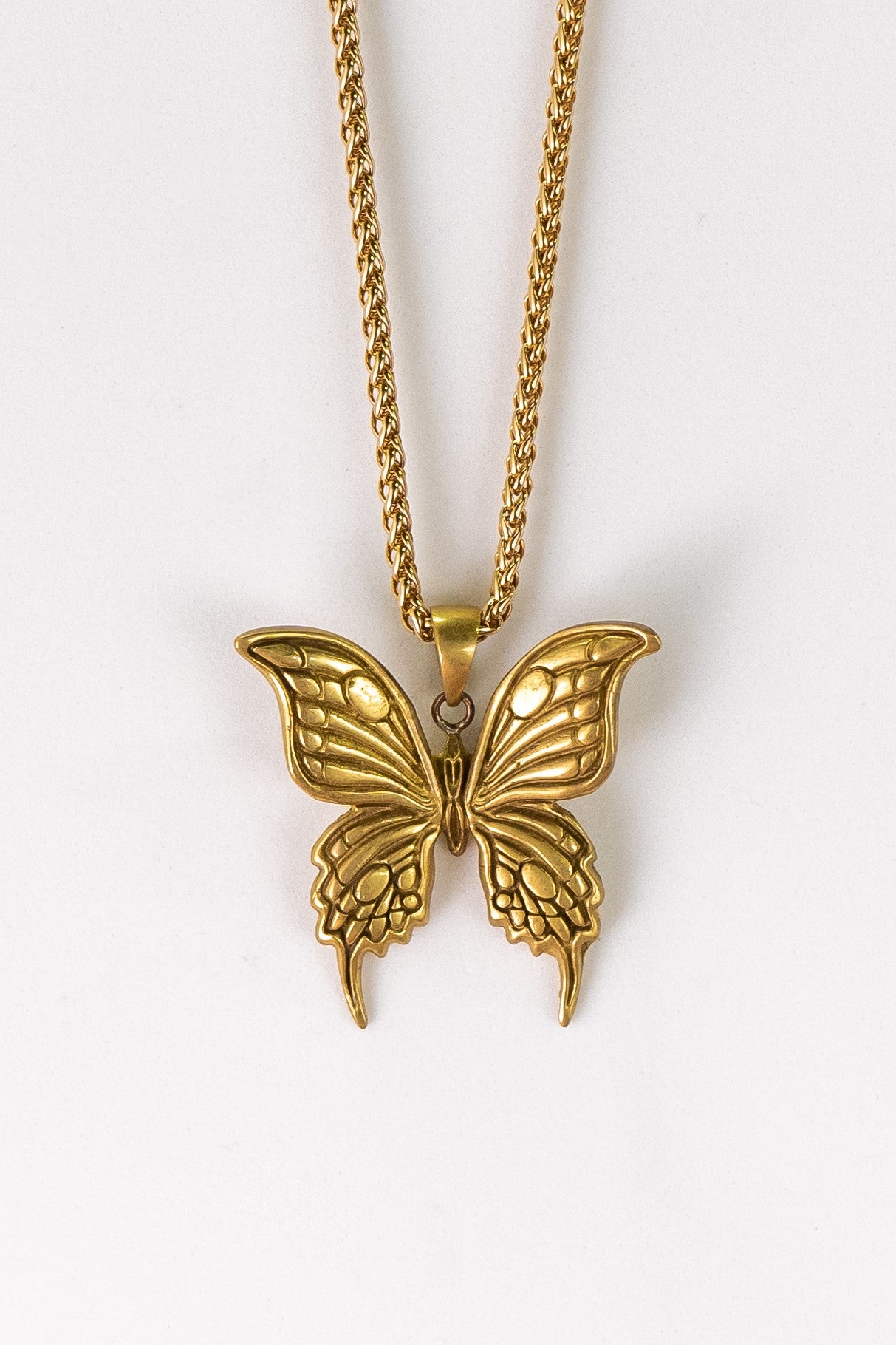 Collar mariposa en baño de oro de 24k, bronce, plata de ley 925, para hombre y mujer