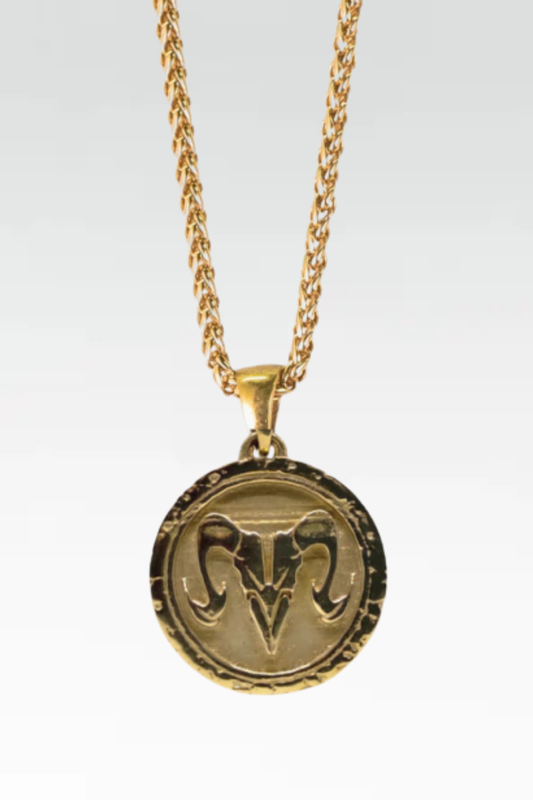 Collar de signo del zodiaco Aries, collar personalizable, bronce, plata esterlina, collar de horóscopo de oro de 24k