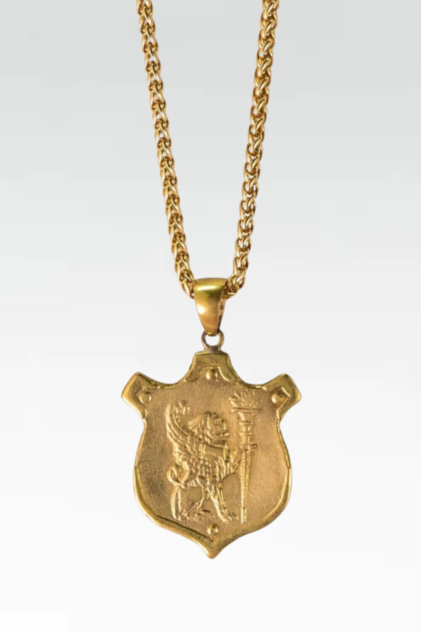Lion Shield Necklace 18k Gold – Handmade Pendant, Symbol of Strength & Courage, Unisex Amulet Gift