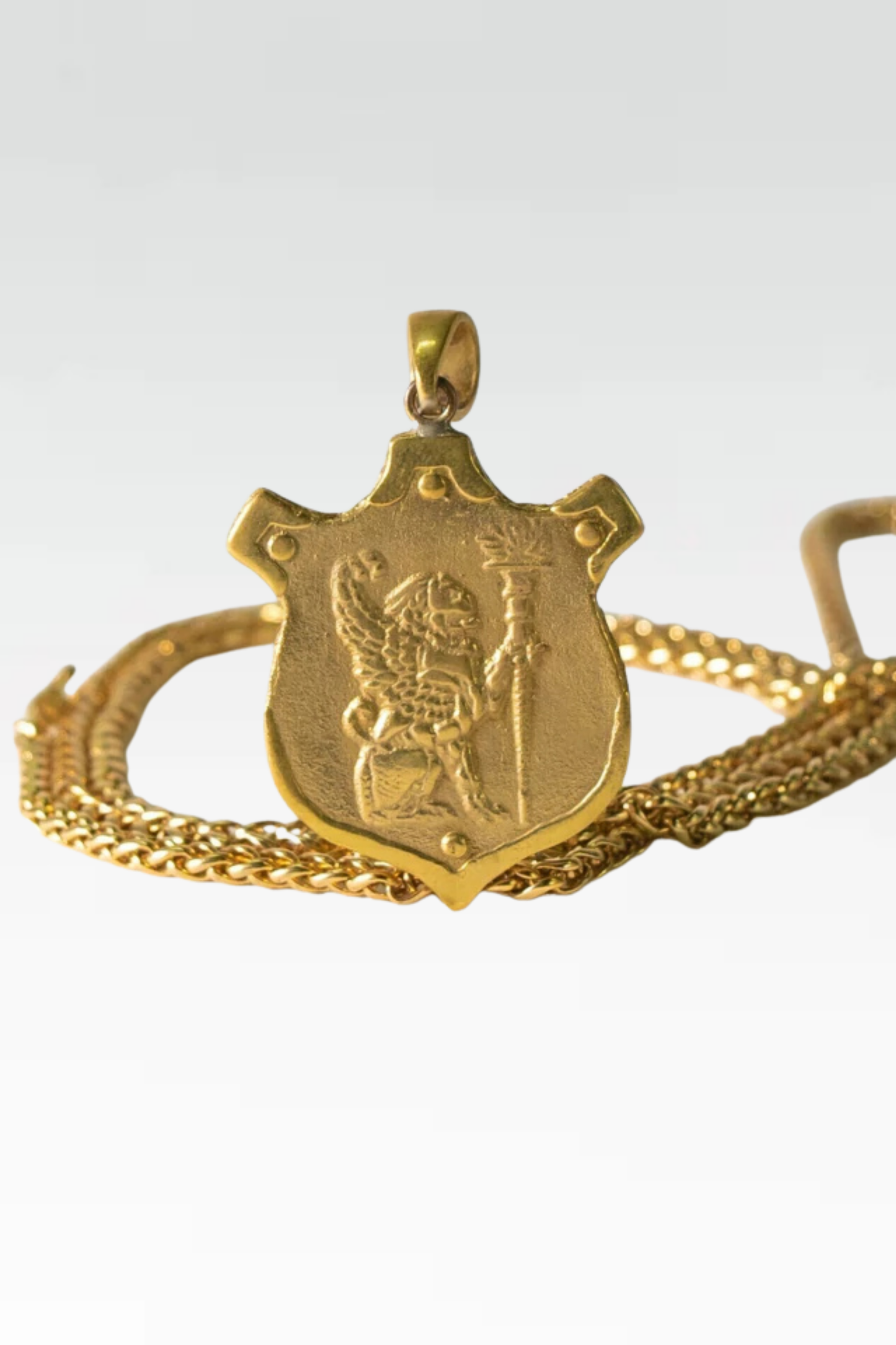 Lion Shield Necklace 18k Gold – Handmade Pendant, Symbol of Strength & Courage, Unisex Amulet Gift