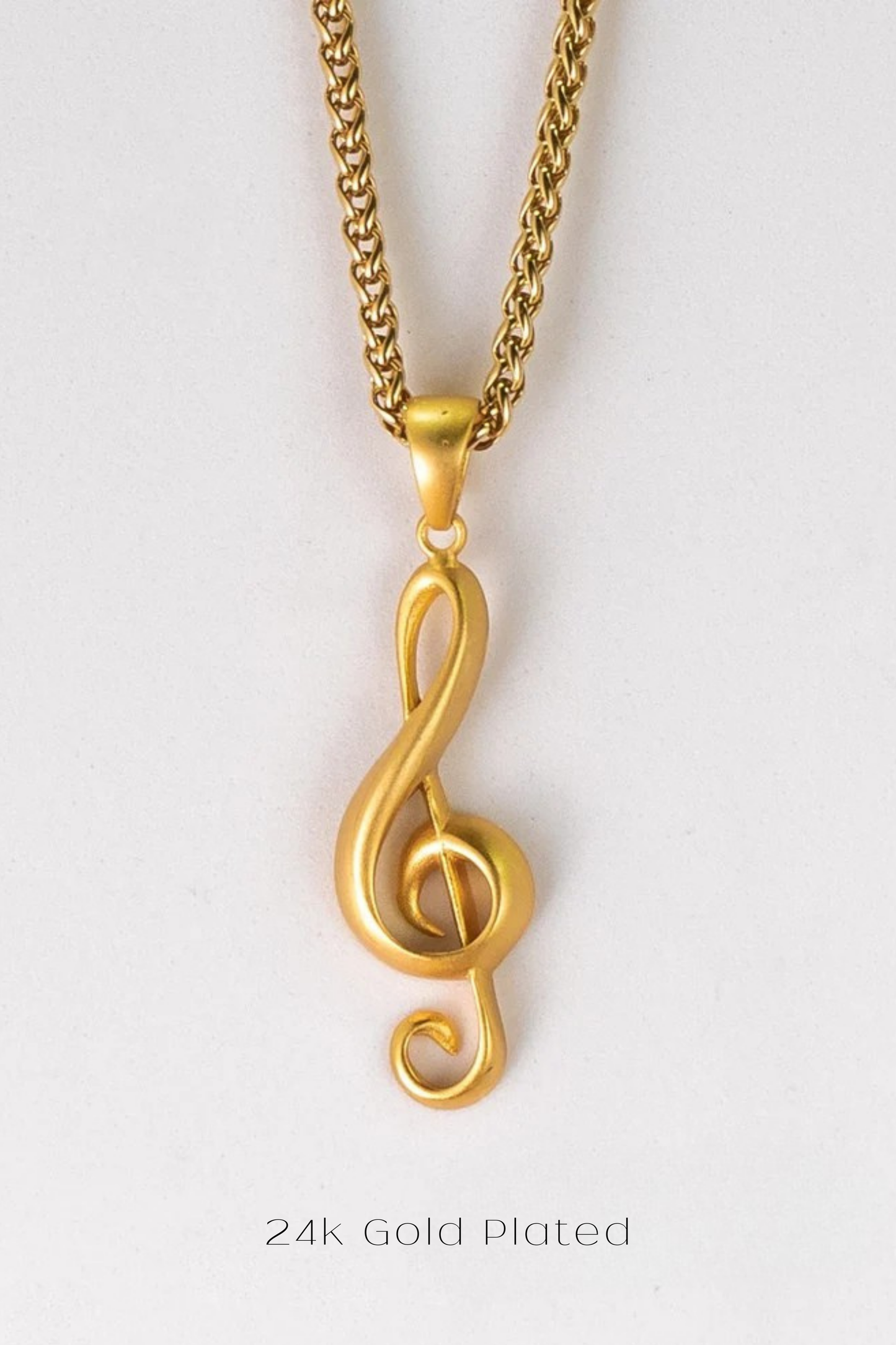 Collar de clave de sol: colgante musical hecho a mano en oro de 24 quilates, plata de ley, cobre y bronce | Regalo único para amantes de la música