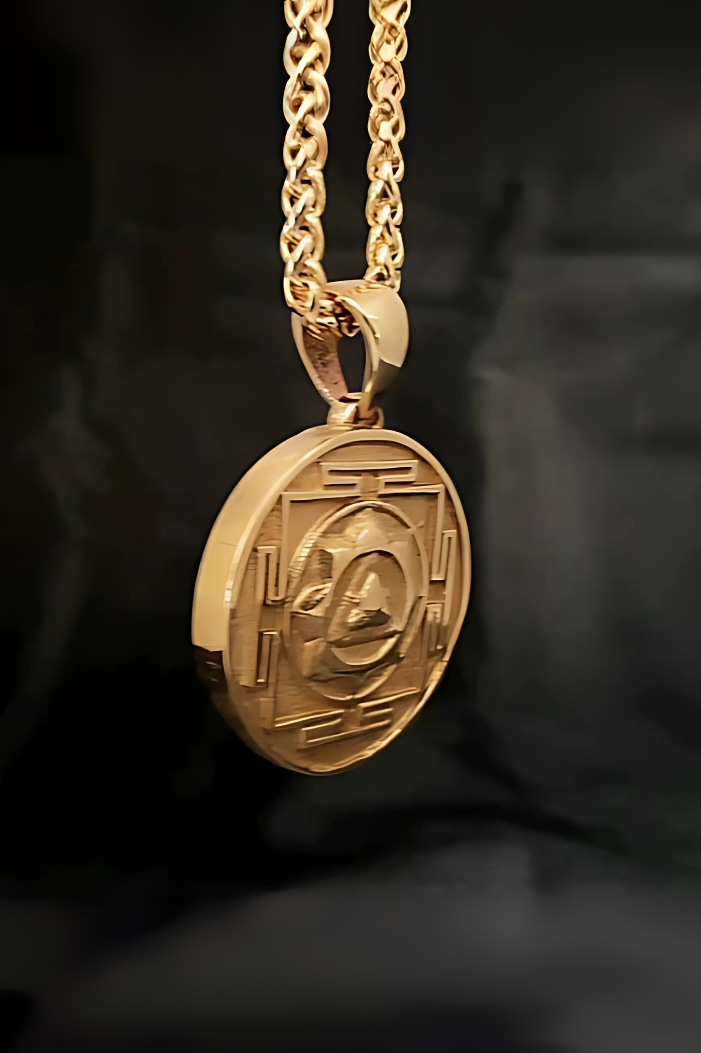 Collar Yantra de Ganesha: amuleto sagrado hindú en bronce, plata y baño de oro de 24 quilates