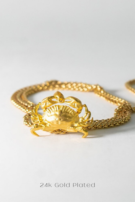 Collar del zodiaco Cáncer: joyería astrológica artesanal en oro de 24 quilates, plata de ley y bronce. 