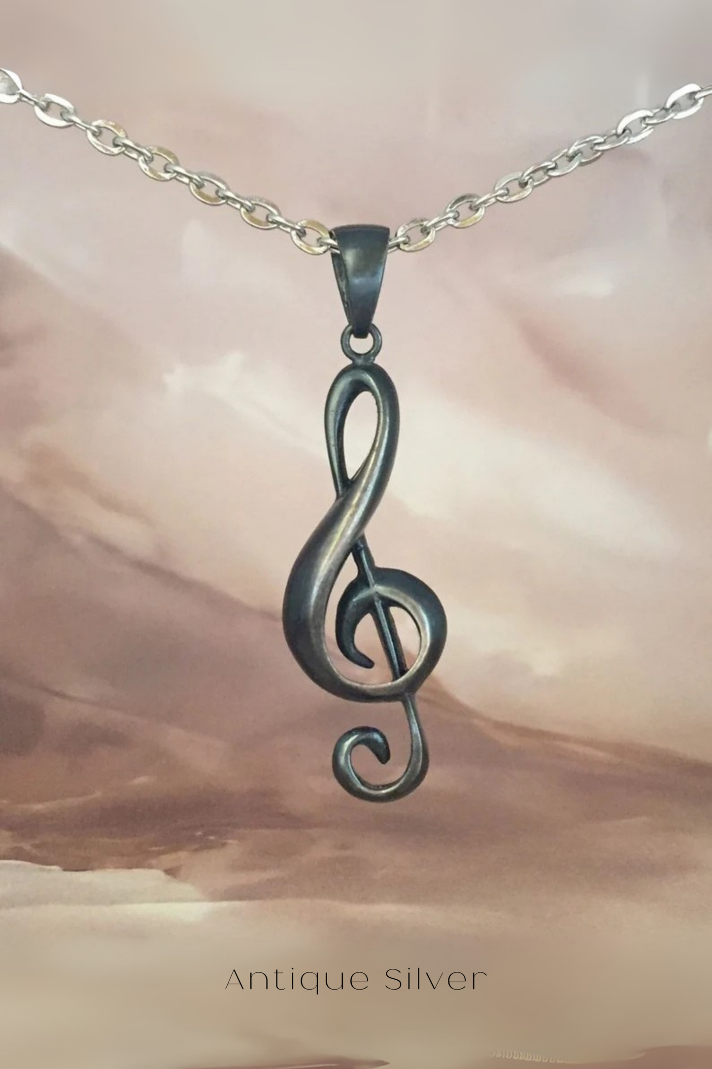 Collar de clave de sol: colgante musical hecho a mano en oro de 24 quilates, plata de ley, cobre y bronce | Regalo único para amantes de la música
