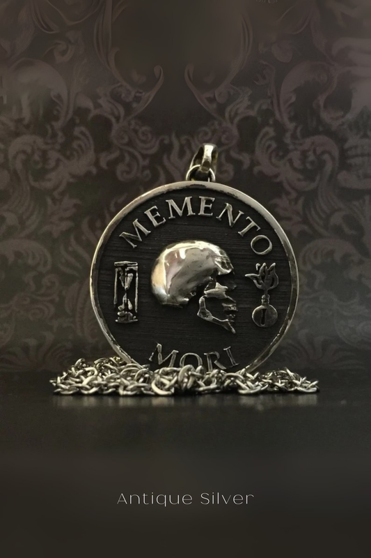 Collar Memento Mori, collar personalizable, bronce, plata esterlina, collar de oro de 24 km, collar grande