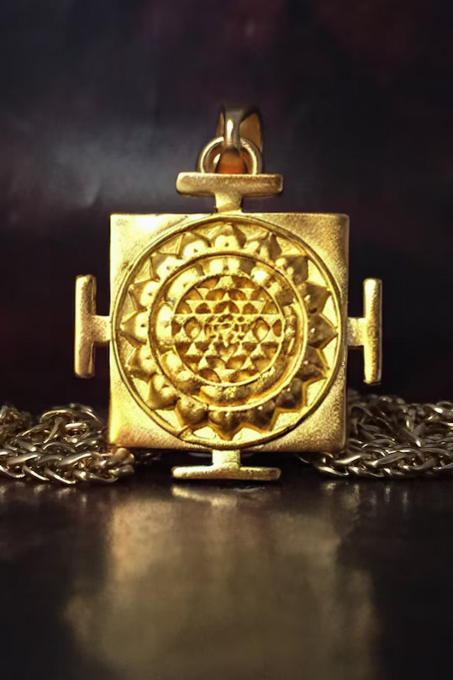 Square Sri Yantra Necklace – Sacred Geometry Handmade Pendant