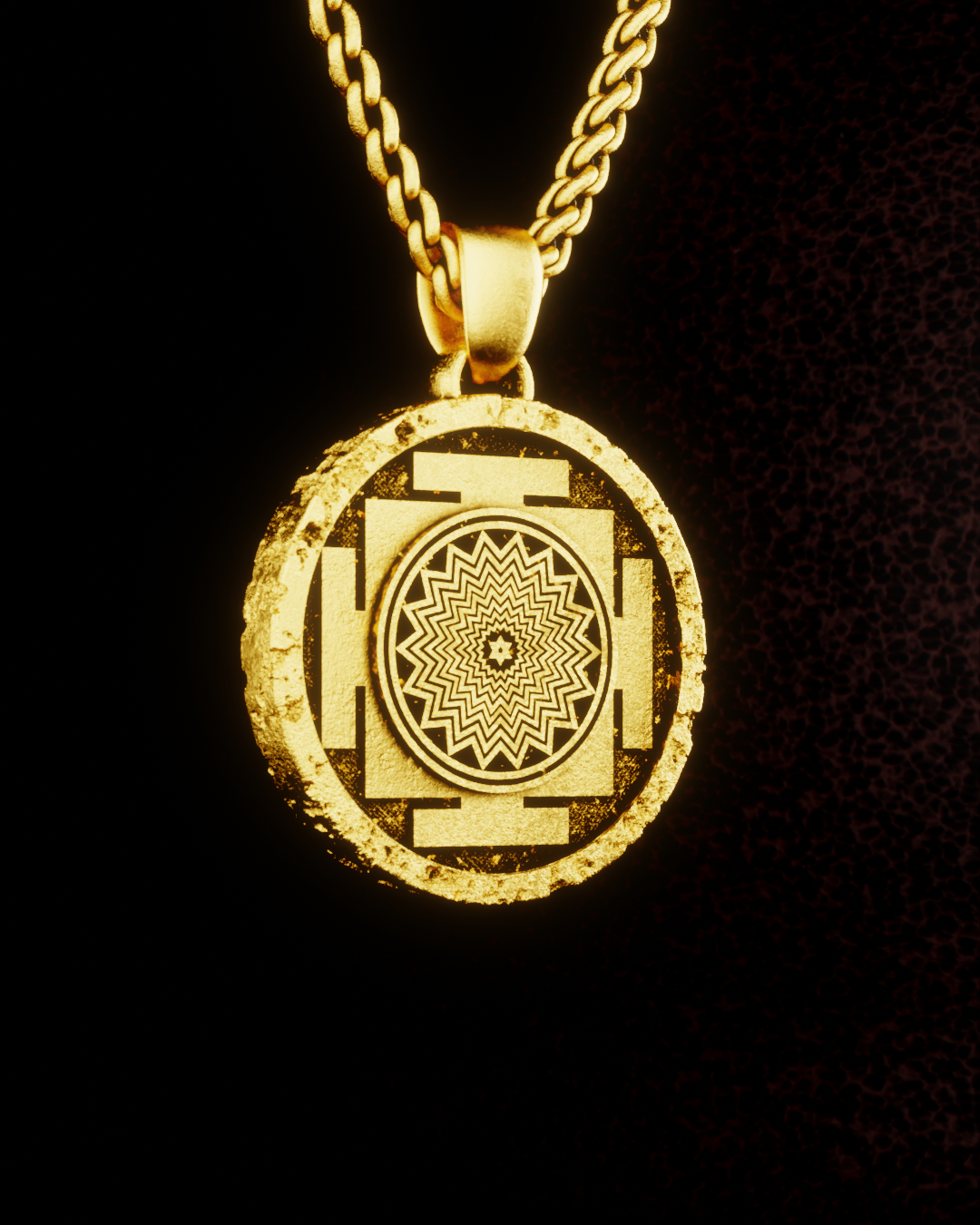 Collar Shiva Yantra, collar personalizable, bronce, plata esterlina, collar de oro de 24 km, collar de mandala, tamaño pequeño