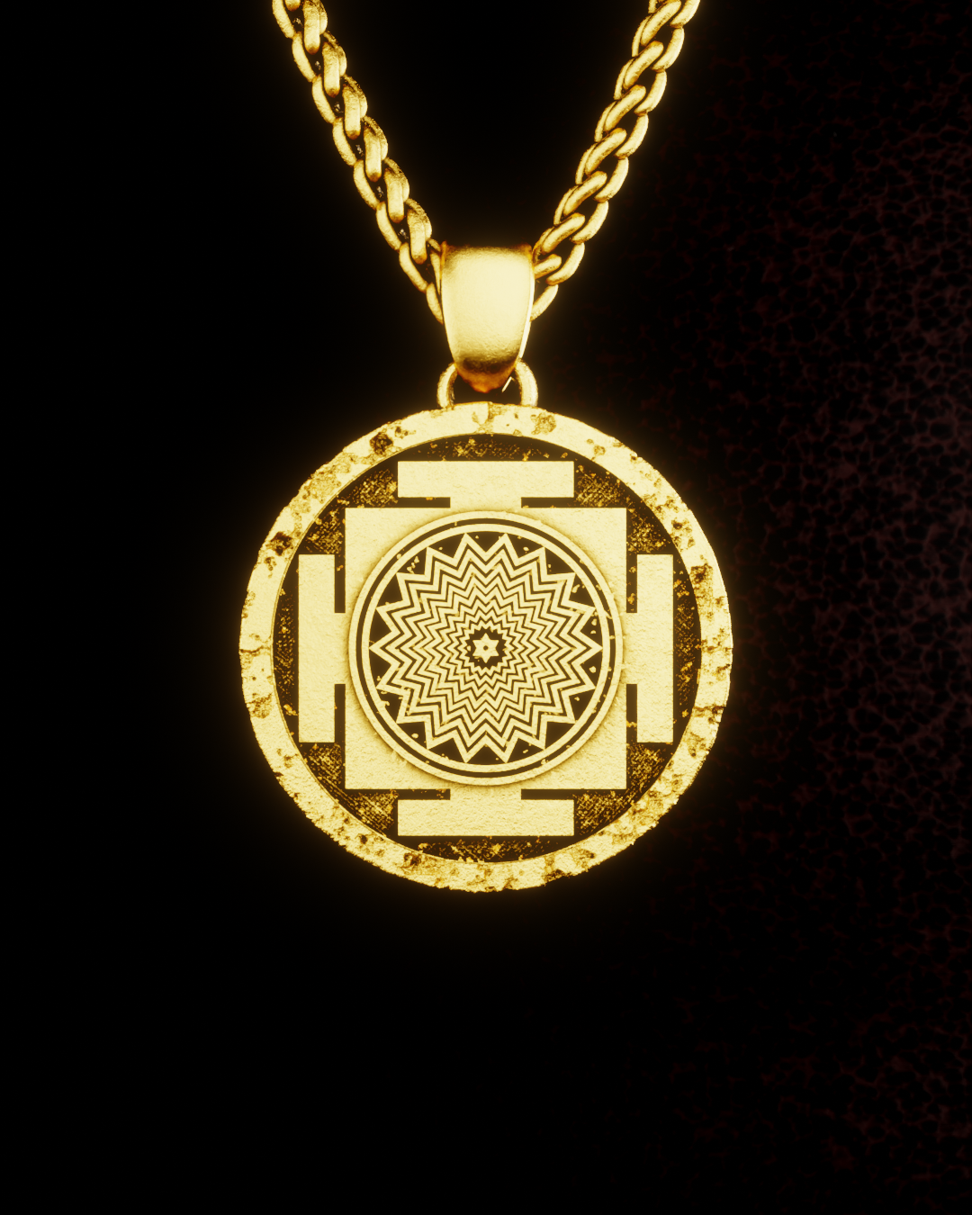 Collar Shiva Yantra, collar personalizable, bronce, plata esterlina, collar de oro de 24 km, collar de mandala, tamaño pequeño