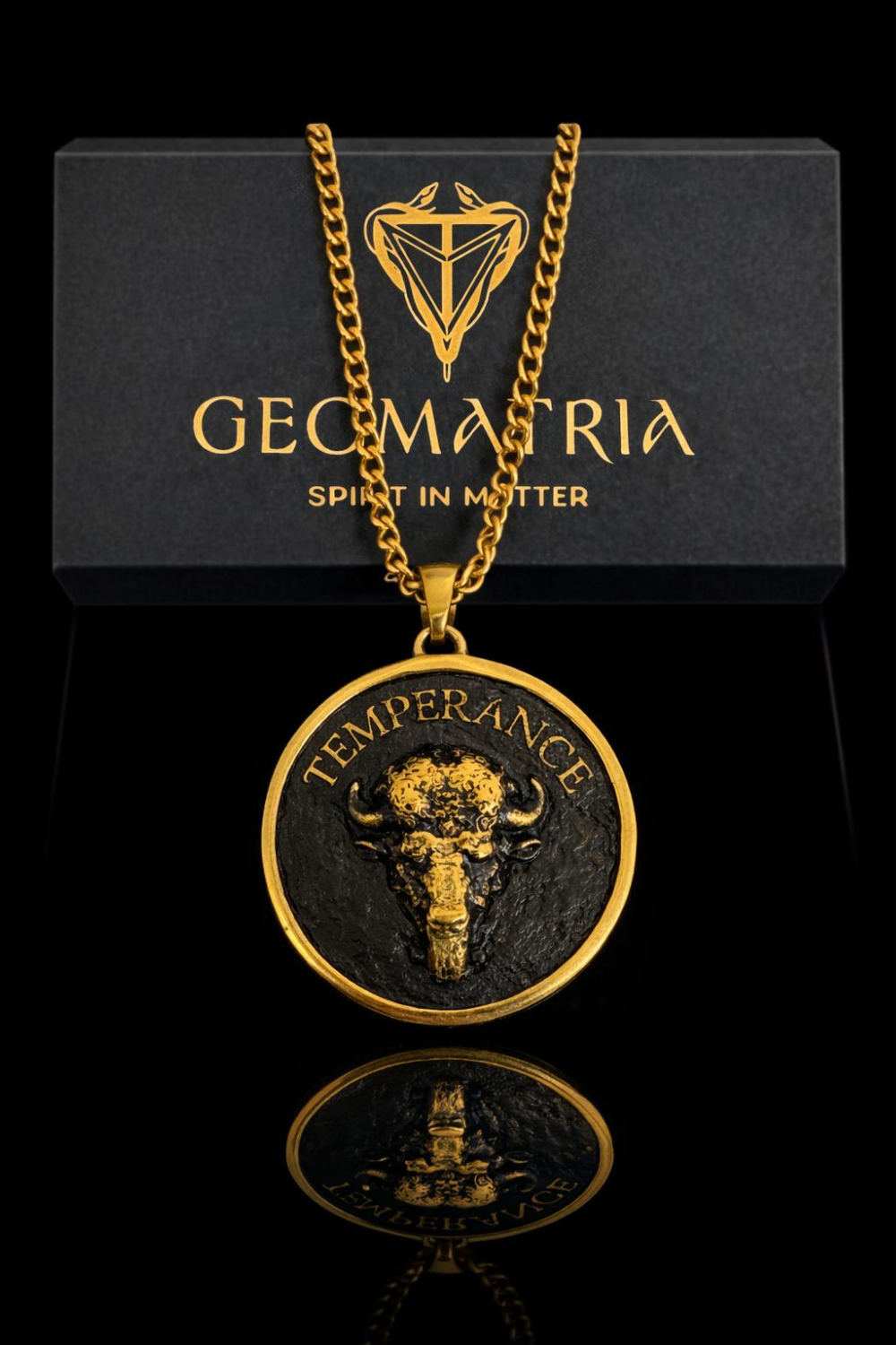 Bull Temperance Necklace | Handmade Symbol of Strength & Balance | Handmade in 925 Sterling Silver, 24K Gold Plated, Bronze, Copper