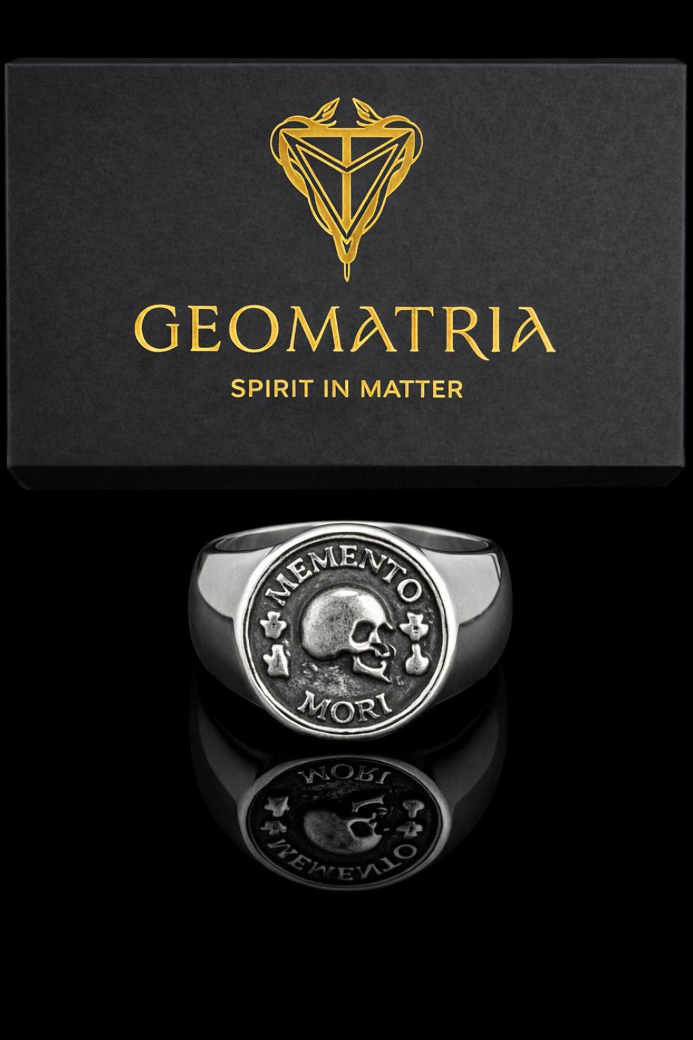 Memento Mori Ring | Handmade Jewelry | 925 Sterling Silver Exterior & 24K Gold, Bronze, Copper Interior