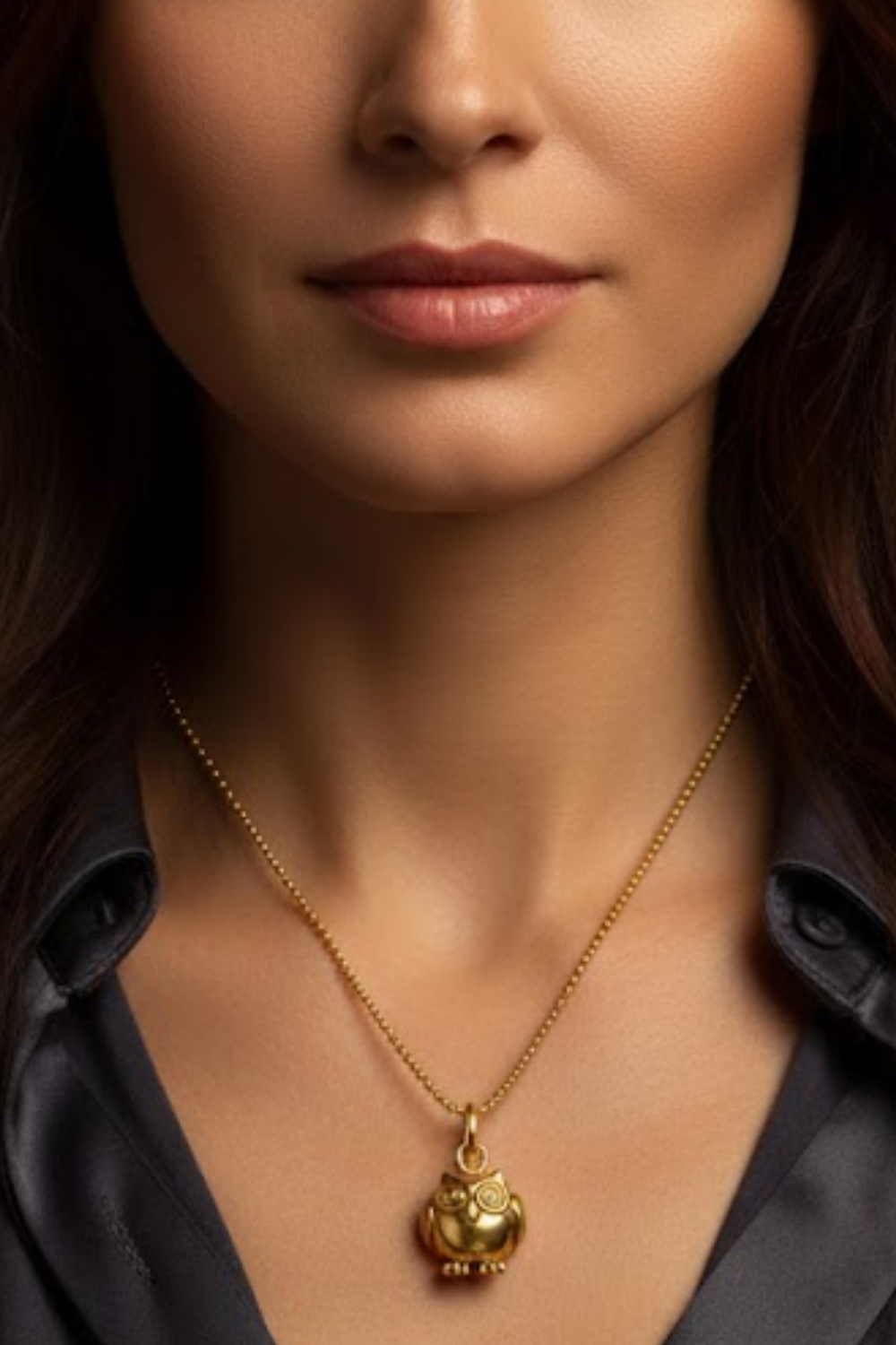 Collar pequeño de búho – Acabado en bronce y baño de plata | Edición limitada