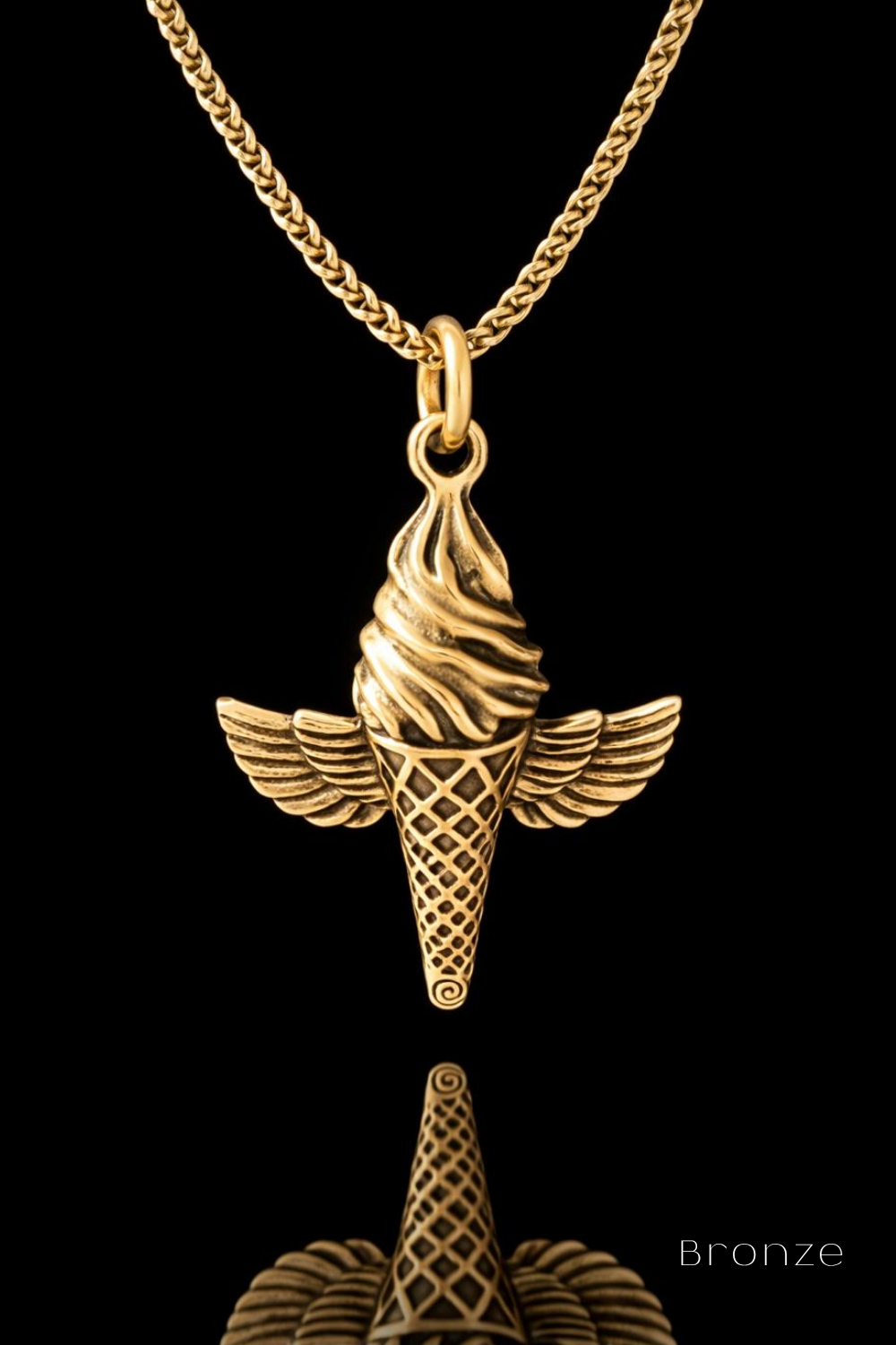 Collar de Helado Alado – Acabado Bronce y Baño de Plata | Edición Limitada