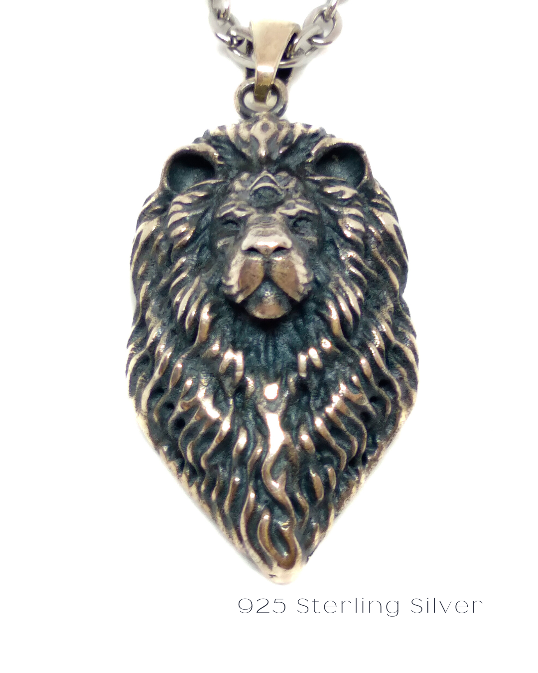 Collar con el signo zodiacal Leo. Grande, en bronce, plata de ley 925, baño de oro de 24 quilates, cobre y bronce blanco. Unisex. 