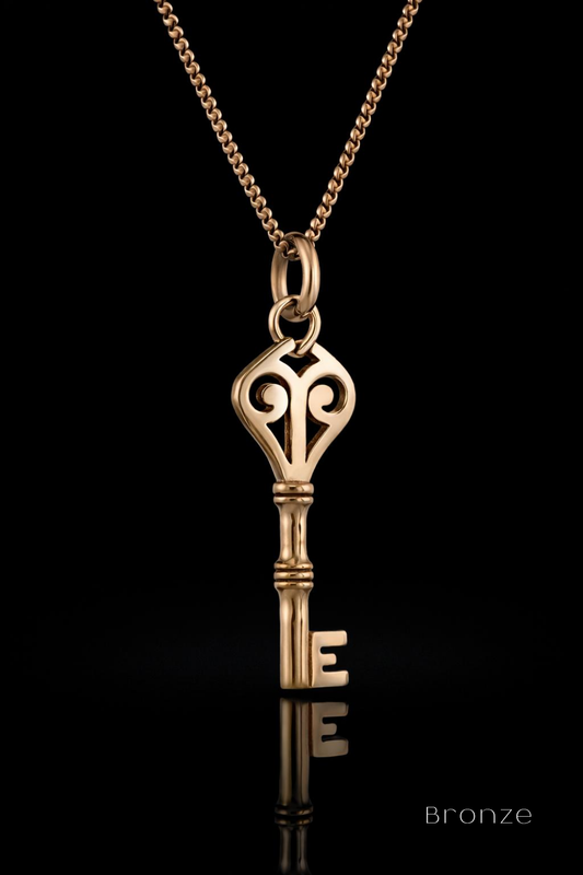 Vintage Key Necklace – Bronze & Silver-Plated Finish | Limited Edition