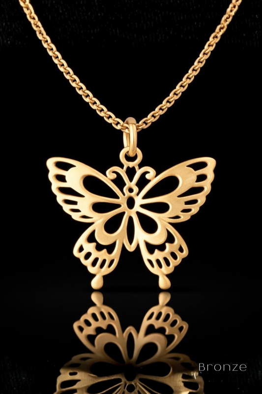 Butterfly Necklace – Bronze & Silver-Plated Finish | Limited Edition