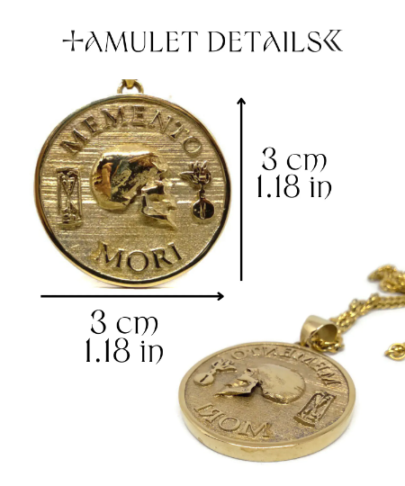 Collar Memento Mori, collar personalizable, bronce, plata esterlina, collar de oro de 24 km, collar pequeño