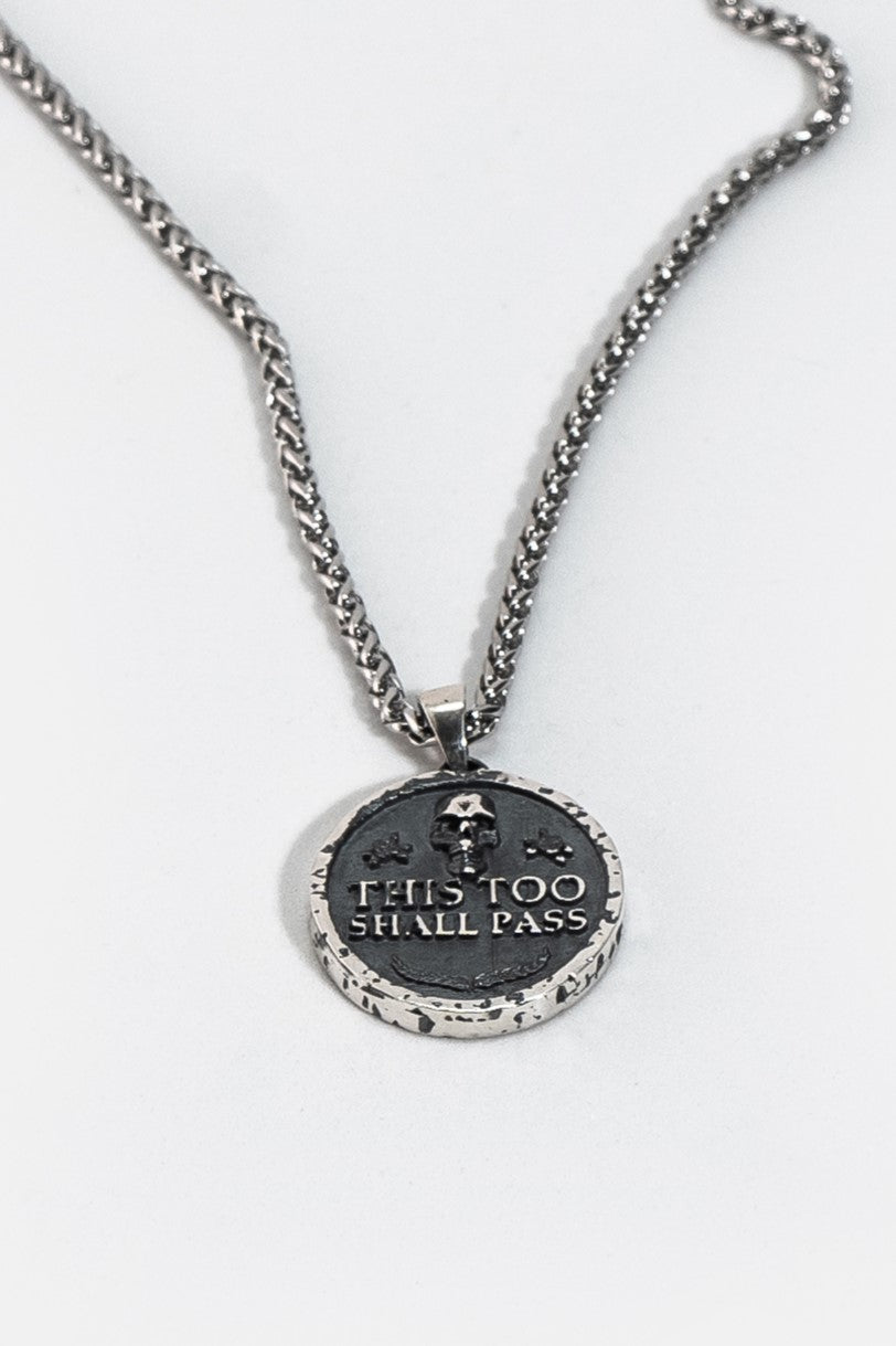 Este también pasará, collar personalizable, bronce, plata esterlina, collar de oro de 24 km, colgante empoderador, colgante estoico