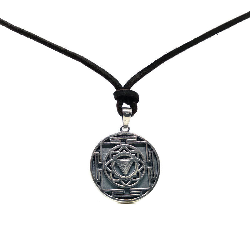 Collar Yantra Kali, collar personalizable, plata, bronce, collar de mandala, tamaño pequeño