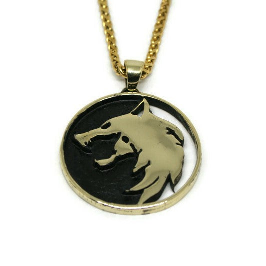 Wolf medal necklace in bronze, can be made un 24k gold plated, 925 sterling silver. Unisex jewelry